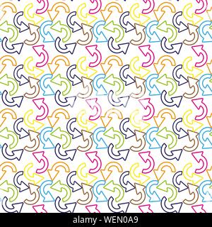 Nahtlose Muster mit bunten hand Pfeile auf weißem Hintergrund dargestellt. Stock Vektor