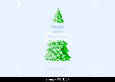 Weihnachtsbaum mit Aufschrift happy 2020 neue Jahr Stockfoto