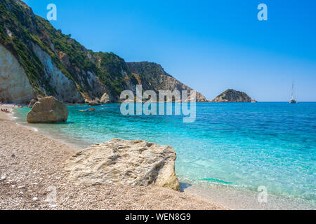 Berühmte Petanoi Strand in Kefalonia, Griechenland. Stockfoto
