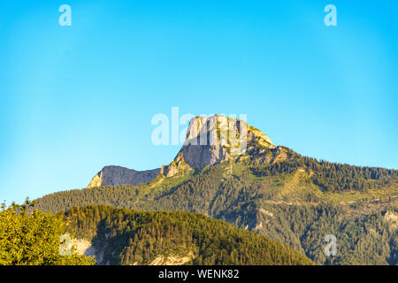 Blick auf den Schafberg von Sankt Wolfgang im Salzkammergut, Mondsee, Oberösterreich (oberosterreich),, Salzburg. Stockfoto