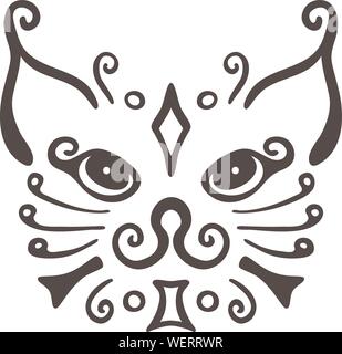 Line Art abstract cat face, Vektor Stock Vektor