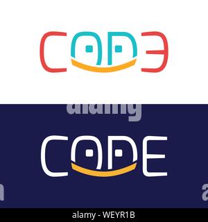 Smile Face Spaß beim Programmieren, Entwickler coding Symbol vektor Illustration, Programmierung Logo. Stock Vektor