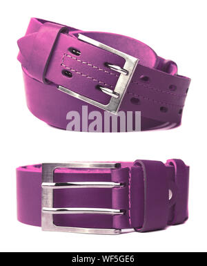 Leder Gürtel isoliert auf weißem Hintergrund. Stockfoto
