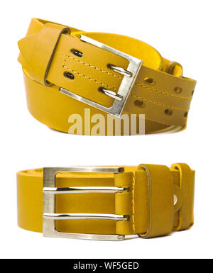 Leder Gürtel isoliert auf weißem Hintergrund. Stockfoto