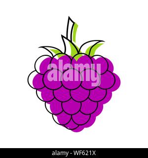 Blackberry closeup Symbol, dunkel lila Beere. Logo Design, Flachbild Vector Illustration. Stock Vektor