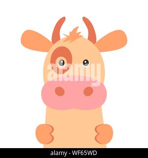 Süße Kuh auf weißem Hintergrund. Vector Illustration cartoon flache Design Stil. Stock Vektor