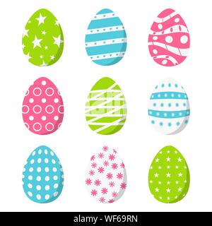 Einstellen der Farbe Ostereier, auf weißem Hintergrund. Vector Illustration. Stock Vektor