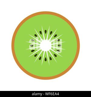 Kiwi in Scheiben schneiden closeup Symbol, Grün rundes Stück Kiwi. Logo Design, Flachbild Vector Illustration. Stock Vektor