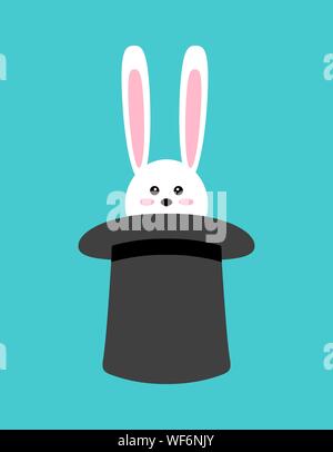 Magische Kaninchen im Hut. Vector Illustration cartoon flache Design Stil. Stock Vektor