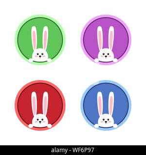 Weiße Ostern Kaninchen. Funny Bunny im flachen Stil. Osterhasen. Vector Illustration. Stock Vektor