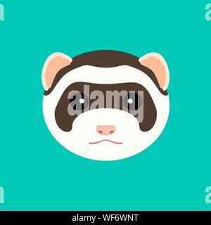 Süße Schnauze Frettchen. Vektor flache Design Illustration. Stock Vektor