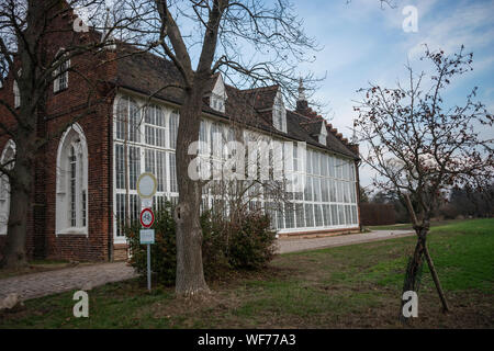 Wörlitz, Deutschland - Dezember 2018: Das Palmenhaus im Garten Königreich Dessau-Worlitz Stockfoto