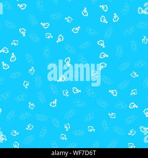 Nahtlose Muster mit blauen Vögel und Wolken für Tapeten Design. Übersicht Vögel und Wolken Vector Illustration. Die nahtlose Vektor Textur. Kinder backgrou Stock Vektor