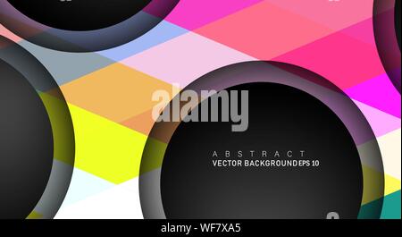 Bunte geometrische Vektor Hintergründe, Schichten auf schwarzen Raum Kreis für Text und Hintergrund Designs überlappen Stock Vektor