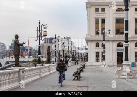 Skopje, Mazedonien - Dezember 2018: Blick von Dimitar Valhov entfernt. Stockfoto