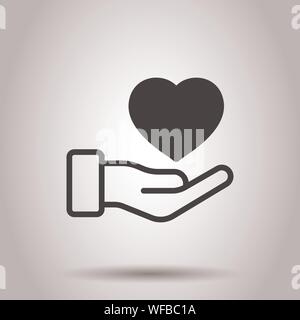 Herz care Symbol im flachen Stil. Liebe Vector Illustration auf isolierte Hintergrund. Liebe in der Hand. Stock Vektor