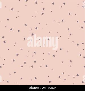 Vektor nahtlose Muster Sterne Lila Rosa. Hand gezeichnet doodle Sterne. Sternenhimmel Hintergrund. Rosa festlichen Hintergrund. Sternschnuppen. Koordinieren Mädchen Stock Vektor