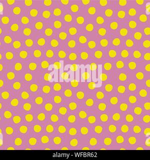 Nahtlose Polka Dots Muster Purpur Gelb lime. Violett und Grün wiederholen Hintergrund mit großen Polka Dots. Polka Dot Gewebe. Stock Vektor