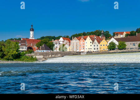 Lechwehr, Wehr auf den Lech, Landsberg am Lech, Oberbayern, Bayern, Deutschland, Europa Stockfoto