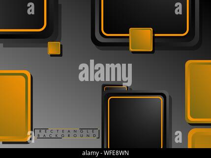 Schwarz und Orange Neon Squares abstrakte Hi-tech-Hintergrund. Vektor geometrischen Design Stock Vektor