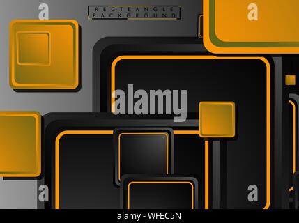 Schwarz und Orange Neon Squares abstrakte Hi-tech-Hintergrund. Vektor geometrischen Design Stock Vektor