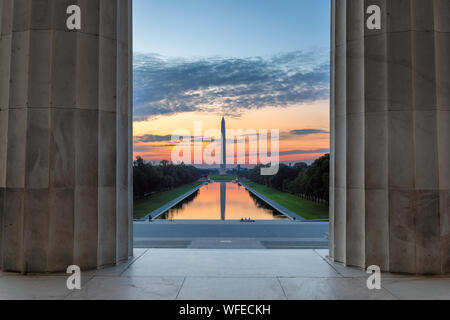 Lincoln Memorial bei Sonnenaufgang in Washington, DC Stockfoto