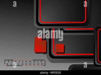 Schwarz und Rot Neon Squares abstrakte Hi-tech-Hintergrund. Vektor geometrischen Design Stock Vektor