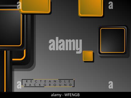 Schwarz und Orange Neon Squares abstrakte Hi-tech-Hintergrund. Vektor geometrischen Design Stock Vektor