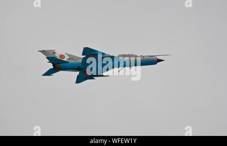 Rumänischen Luftstreitkräfte Mikoyan-Gurevich MiG-21 LanceR C Luft an der Royal International Air Tattoo 2019 Stockfoto
