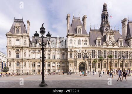 Paris Hotel de Ville-Fassade des Hotel de Ville Stadt Verwaltungsgebäude in Paris, Frankreich, Europa. Stockfoto