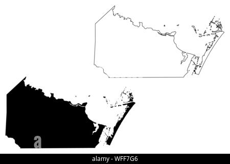 Nueces County, Texas (Grafschaften in Texas, USA, USA, USA, USA) Karte Vektor-illustration, kritzeln Skizze Nueces Karte Stock Vektor