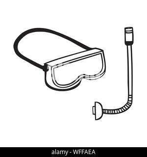 Schwarze und weiße Schnorchel und Maske Symbol Stock Vektor