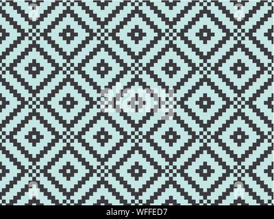 Nahtlose, modernes, stilvolles Textur und Muster. Schwarz wiederholenden geometrischen Fliesen mit gepunkteten Rhombus auf einem turquorise Hintergrund. Vector Illustration. Stock Vektor