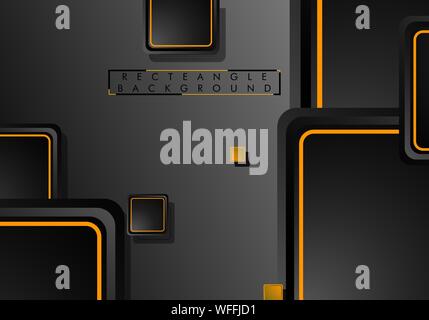 Schwarz und Orange Neon Squares abstrakte Hi-tech-Hintergrund. Vektor geometrischen Design Stock Vektor