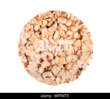 Vollkorn Knäckebrot auf weißem Hintergrund. Ansicht von oben Stockfoto