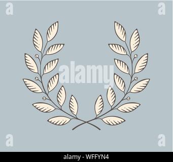 Satz von alten Vintage Objekt in Gravur Stil. Lorbeerkranz Symbol auf einem türkis Hintergrund isoliert. Hand Design und Element gezeichnet. Vektor Stock Vektor