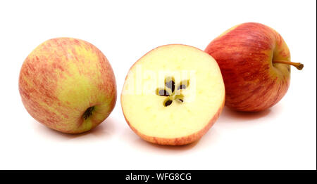 Roter Apfel, isoliert auf weißem Hintergrund Stockfoto