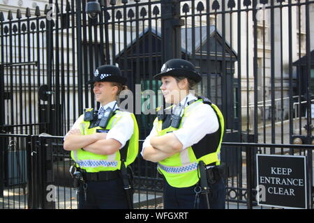 London, UK, 31 August, 2019. Die Demonstranten versammeln sich außerhalb der Downing Street gegen die Vertagung des Parlaments von Premierminister Boris Johnson, London, UK zu protestieren. Credit: Helen Garvey/Alamy leben Nachrichten Stockfoto