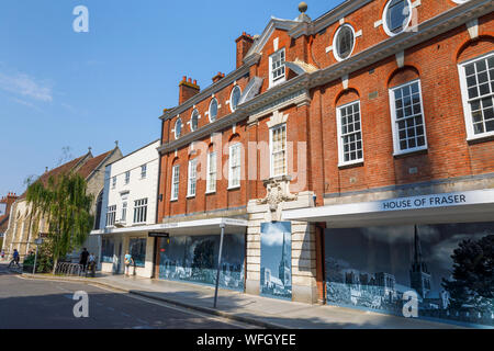 Geschlossen, bestieg, House of Fraser Department Store, St Georges House, West Street, Chichester, Hauptstadt der Grafschaft West Sussex, South Coast, England, Grossbritannien Stockfoto