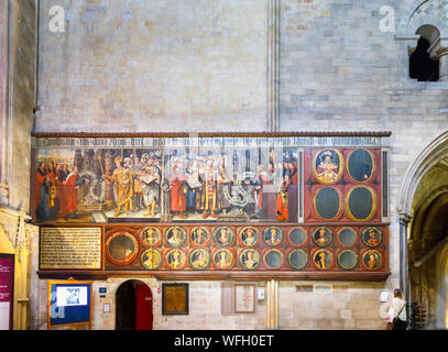 Alten Tudor Tafelbilder von Lambert Barnard in Chichester Cathedral in Chichester, eine Stadt in der Grafschaft Stadt West Sussex, Südengland, Großbritannien Stockfoto