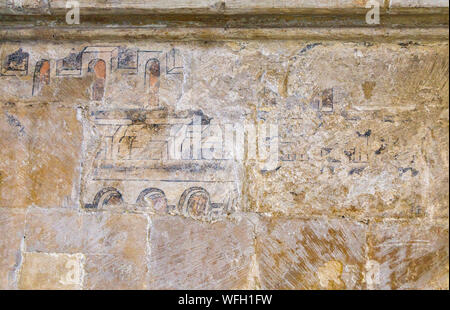 Mittelalterliche Wandgemälde in Chichester Cathedral in Chichester, eine Stadt und Hauptstadt der Grafschaft West Sussex, Südengland, Großbritannien Stockfoto