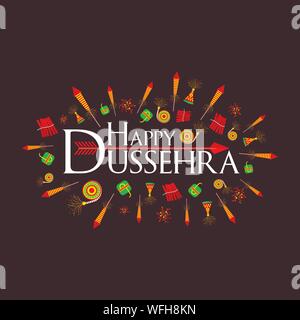 Glücklich oder dusshera Dussehra Festival Gruß oder Poster Design Stock Vektor