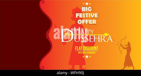 Vijayadashami oder Dussehra ist eine große hinduistische Fest Feier Plakat und Ihren Text Marke oder Firma Konzept Design schreiben Stock Vektor