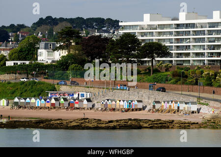 Holzhütten am Corbyn's Kopf, Torquay, Devon. Stockfoto