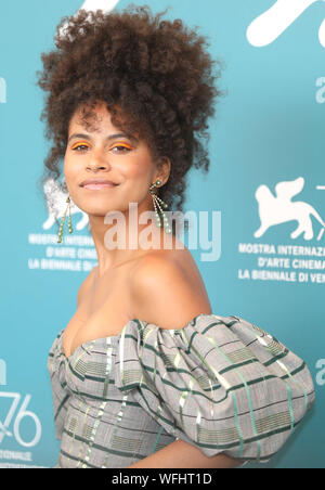 Venedig, Italien. 31 Aug, 2019. Schauspielerin Zazie Beetz besucht einen Fotoshooting für den Film 'Joker' während der 76. Internationalen Filmfestspielen von Venedig in Venedig, Italien, am 12.08.31., 2019. Credit: Cheng Tingting/Xinhua/Alamy leben Nachrichten Stockfoto