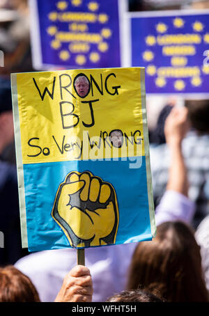Tausende von Demonstranten auf der Oberseite der Putsch, Protest verteidigen die Demokratie "außerhalb der Downing Street, London, UK, 31. August 2019 Stockfoto