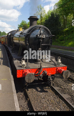 Lokomotive GWR 3802 Es wurde 1938 erbaut und ist jetzt bei der Freiwilligen laufen Llangollen Erbe Steam Railway erhalten Stockfoto