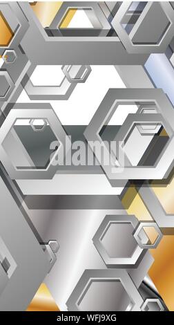 Abstrakte geometrische Hintergrund mit Sechskant metall Farbkomposition. Vector Illustration Stock Vektor