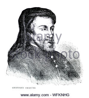 Geoffrey Chaucer Portrait, 1343 - 1400, war ein englischer Dichter und Autor, Jahrgang Illustration von 1900 Stockfoto