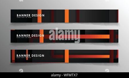 Abstrakte geometrische und rechteckiges Muster Banner mit orange Gradienten Stock Vektor